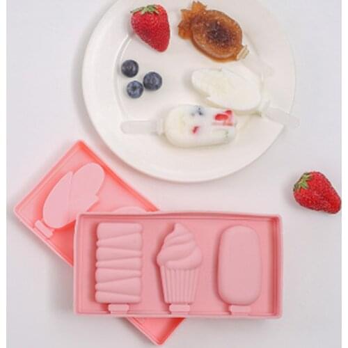 3 style Ice Cream Silicone Molds Love Cat Popsicle Maker DIY Homemade Freezer Ice Lolly Mould DIY Dessert Fruits Mold Mousse