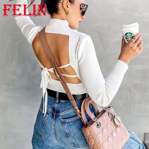 Za Womens White Backless Sweaters Knitted Cotton Slim Pullovers Women Long Sleeve O Neck Fashion 2021 Sexy Mujer Tops