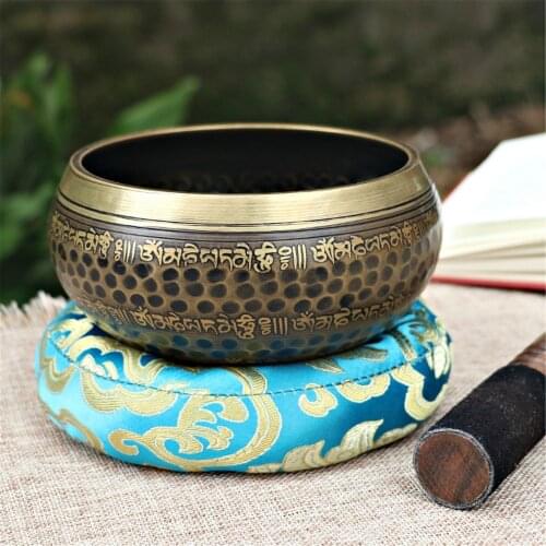 Gandhanra 3.75"-6.7'' Tibetan Singing Bowl Set with Buddhist Scriptures Symbol For Meditation,Chakra,Mindfulness,Sound Healing