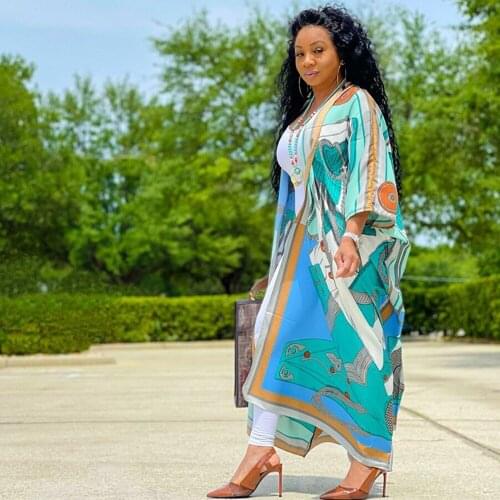 African Cardigan For Women Dashiki Long Maxi Dress 2021 Summer Plus Size Dress Ladies Traditional African Clothing Fairy Dreess