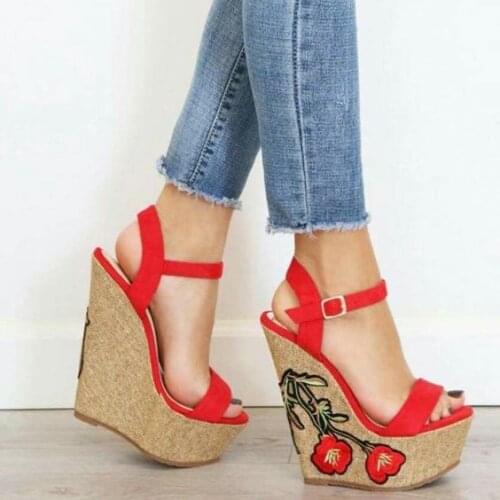 Women Wedge Sandals Summer Female Flower Platform Sandal Fashion High Heel Sandals Fashion Ankle Strap Open Toe Ladies Shoes