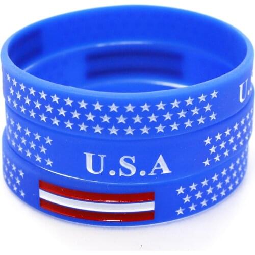 1PC USA Flag Silicone Wristband Stars Football Blue Color Sports Rubber Silicone Bracelets&Bangles Fashion Jewelry Gifts SH337