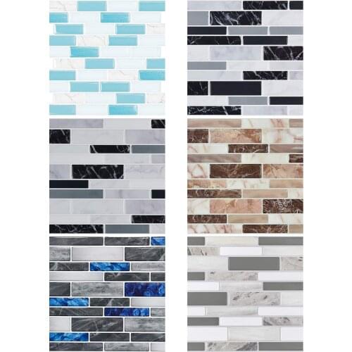 1set 10pc Self Adhesive Brick Tile Stickers For Kitchen Bathroom Art DIY Waterproof Wallpaper Decoration Mural Home Decor Decal