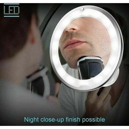 10X LED Magnifying Makeup Mirror Suction Cup 360 Degrees Rotating LED Light Vanity Mirror 10X Flexible Cosmetic Mirror with LED