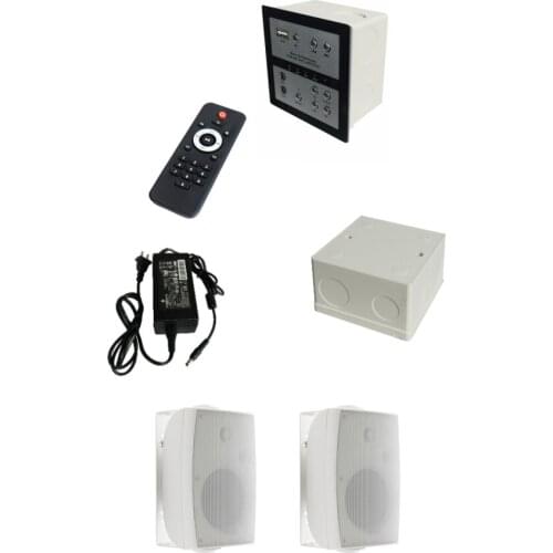 120184 mini 30w 8 ohm wall amplifier with 2 pcs 5 inch wall mounted amplifier supporting bluetooth,USB/SD for speech, hall etc