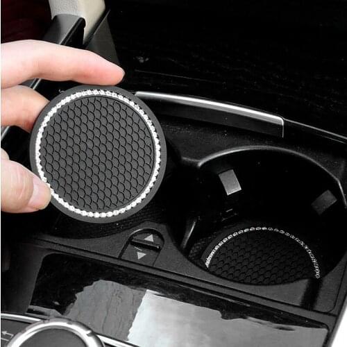 4 Pack Car Coasters PVC Car Cup Holder Insert Coaster Anti Slip Universal Vehicle Cup Mats 2.75Inch Diameter