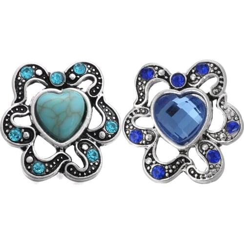 5pcs/lot New 18mm Snap Jewelry Vintage Flower Heart Love Metal Snap Buttons Fit Snap Button Bracelet Necklace for Women Jewelry