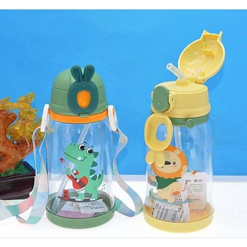 650ml Kids Water Cup With Straw Rope Portable Bottles for Children BPA Free Plastic Sports Water Bottle Drinkware