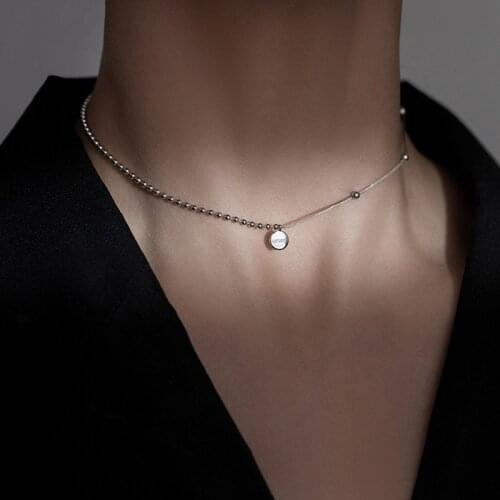 925 Sterling Silver Jewelry lucky letter Pendant Necklace For Women Wedding Party Gift 45cm Chain Choker Collares