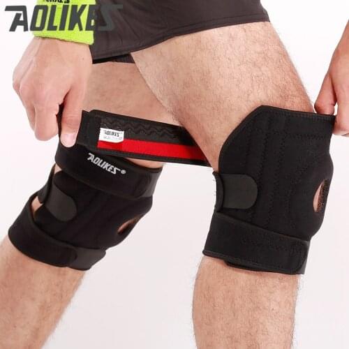 Aolikes Adjustable four Springs Support Sports Leg Knee Support Brace Wrap Protector Sleeve Safety Knee Protector factory store