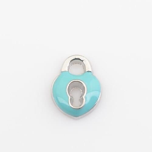 AQUA HEART LOCK, Floating charms,Fit floating charm lockets, FC0297