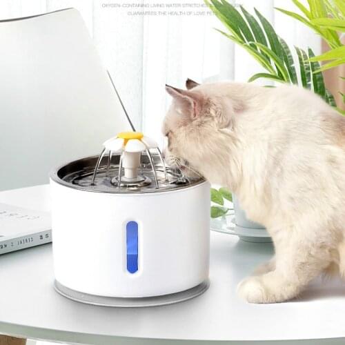 2.4L Automatic Pet Cat Water Fountain with LED Electric USB Dog Cat Pet Mute Drinker Feeder Bowl Pet Drinking Fountain Dispenser