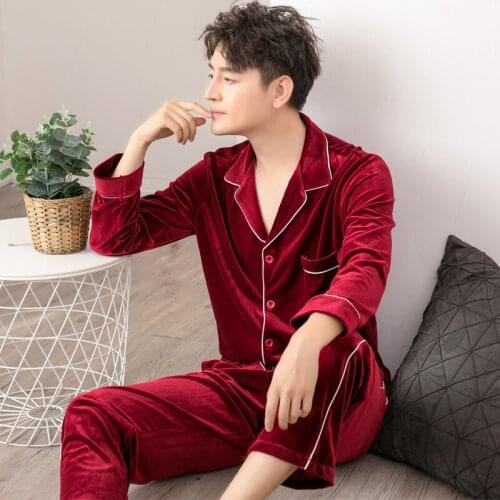 Velvet Lounge Pajamas for Men Pyjama Homme Pijama Hombre Pajama Set Sleepwear Men Winter/Spring/Autumn