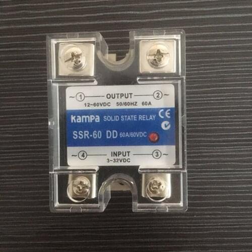 DC 60A Input 3-32VDC Control Output 12-60VDC SSR Single Phase Solid State Relay SSR-60DD Black Solid State Relay(SSR-60DD)