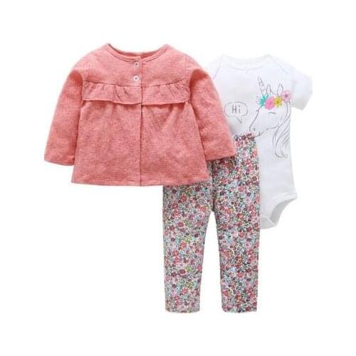 Baby suit jacket jumpsuit clothing long-sleeved hooded jacket + jumpsuit + pants newborn girl infant child wear
