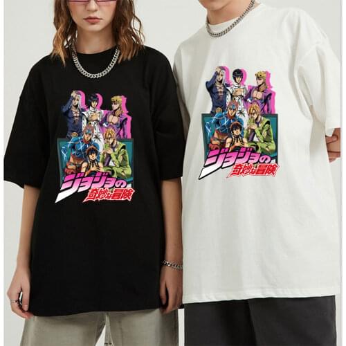 Jojo Bizarre Adventure Funny Manga T-shirt Men Fashion Japanese Anime T-shirts Graphic Summer Tshirt Hip Hop Top Tees Male