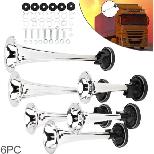 178DB Super Loud Car Horn 12V Chrome 6 Trumpet Electronically Controlled Car Air Horn Compressor for Auto Truck Boat Motorcycle