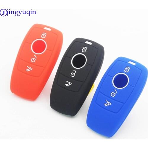 Jingyuqin 3 Buttons Silicone Car Key Case Cover For Mercedes Benz 2017 E Class W213 2018 S class Holder Protective Case