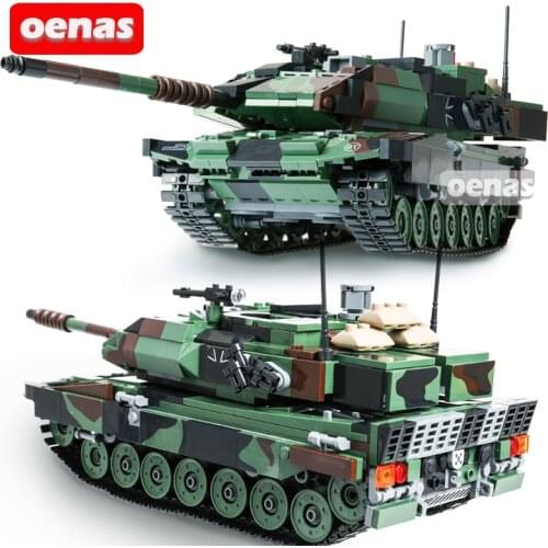 MOC Army Military War Large Leopard II A VI 2A6 Main Battle Tank Model Soldier Building Blocks Action Figures Gift for Boys Toys