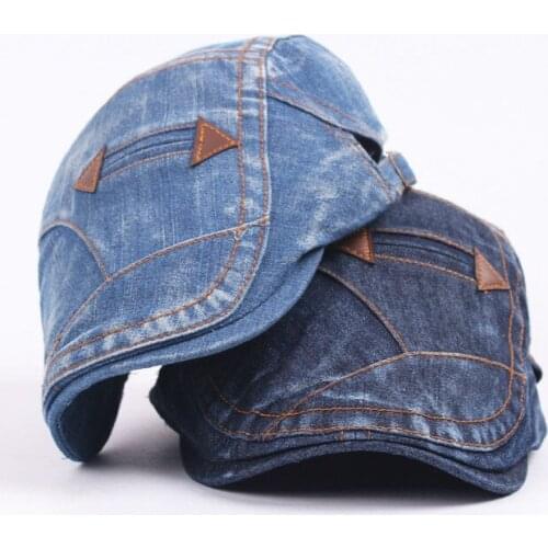 Fashion Cowboy Hats for Mens Summer Visors Cap Casual Men Cotton Berets Hat France Flat Cap Unisex Denim Newsboy Caps