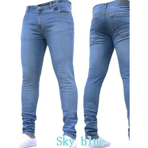 Mens Skinny Jeans High Street Sex Appeal Fashion Brand Solid Color Slim The Cowboy Cotton high quality Motorbike Pencil Pants