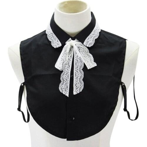 Women Cotton Fake Collar Girls Black Shirt Lapel False Collars Neck Tie Detachable Collar Blouse Top Women Clothes Decor