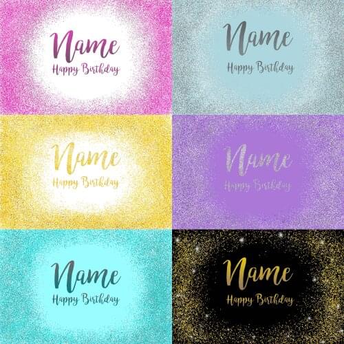 Seekpro Happy Birthday Party Bcakground Colorful Name DIY Pink Blue Glod Sequins Silver Decoration Supplies Backdrop Photo