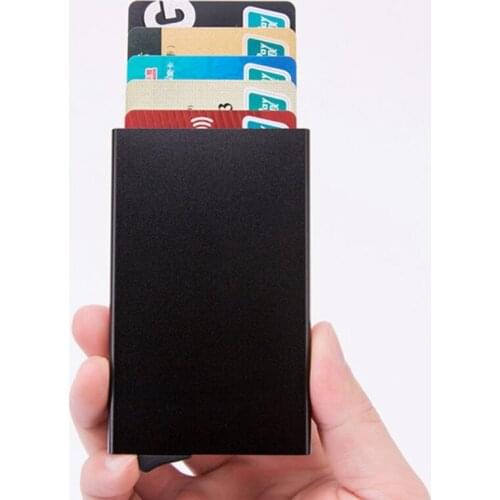 New 2020 Automatic Silde Aluminum ID Cash Card Holder Men Business RFID Blocking Wallet Credit Card Protector Case Pocket Purse