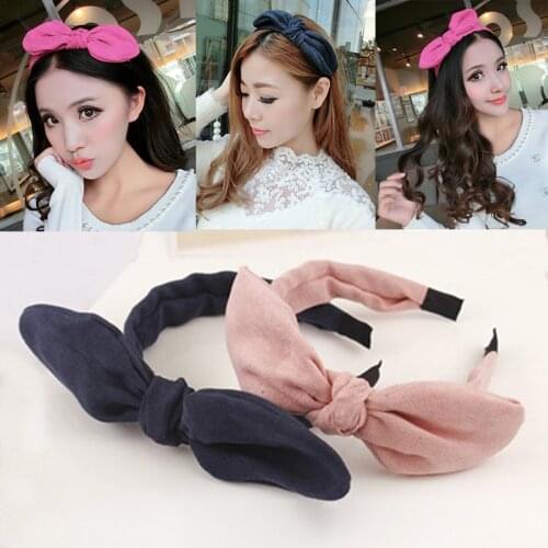 Bohemian Solid Color Rabbit Ears Hairband Bows Cross Knotted Headband Hair Hoop Hairbands Headbands Hair Accessories Pink Blue