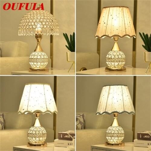 OUFULA Crystal Desk Lamp Dimmer Remote Control Bedside For Home Luxury Modern Creative Table Light Wedding Room