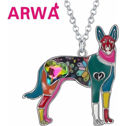 ARWA Enamel Alloy Standing Mexican Hairless Dog Necklace Pets Animal Pendant Jewelry For Lady Girls kid Fashion Gift Decorations