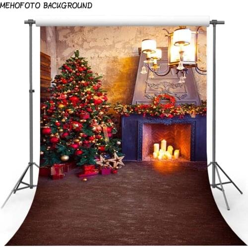 Christmas Background Fireplace Tree Winter Snow Window Backdrop Interior Baby Birthday Photography Background For Photo Studio