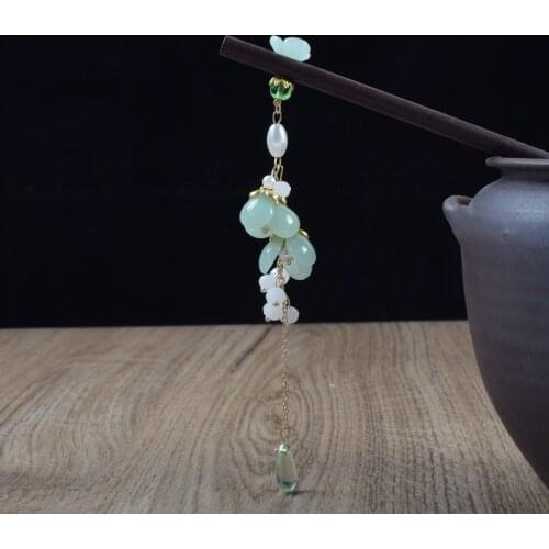 Handmade Luxurious Hair stick Sweet Blossoms Flower Tassels Hairpin Headwear Women Jewelry Gift for Ethnic women Hair Accessory