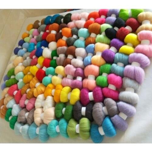 WFPFBEC DIY 70S combed 100% wool merino wool for felting wool roving fiber blue sets 5g/bag 79colors