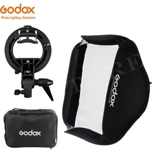 GODOX 40x40/50x50/60x60/80x80cm Softbox with S Type Bracket Stable Bowens Mount Flash Bracket Mount Foldable Softbox Kit