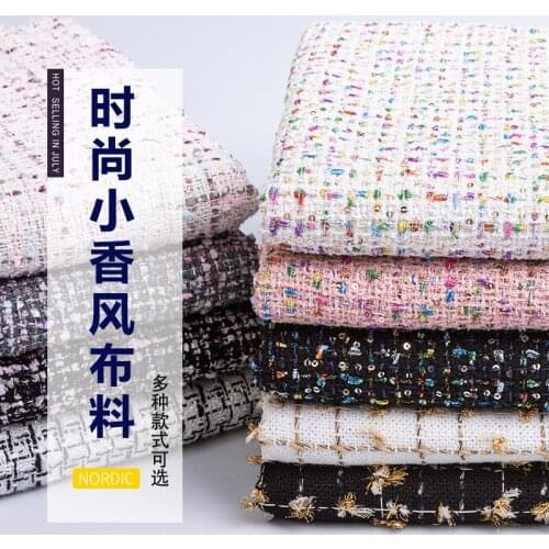 150cmx50cm Plaid Coarse Spinning Tweed Cloth Spring Autumn Small Fragrant Wind Coat Clothing Plaid Coarse Spinning Apparelfabric