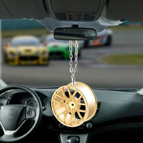 Car Ornaments Metal Wheel Hub Flywheel Hanging Hip-hop Auto Interior Rear View Mirror Decoration Pendant Dangle Trim Accessories