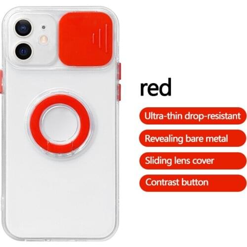 Ultra-thin Slider Camera Privacy Protection Phone Case For iPhone 12 11 Pro XS Max XR X 8 7 Plus Luxury Ring Stand Cover