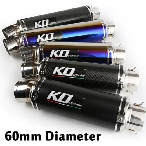 60mm Universal Exhaust System Muffler Tail Pipe With Silencer Stainless Steel Carbon Fiber Modified Slip On Motorcycle Dirt Bike