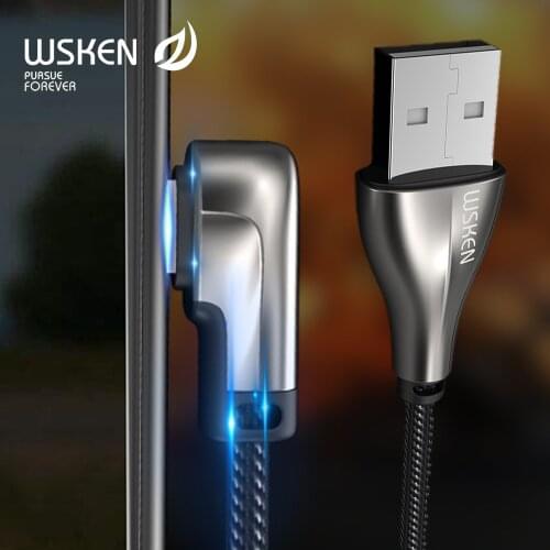 WSKEN L Shape Diamond USB Charger Cable for iPhone XS Max XR 8 7 6S 5 Plus iPad Mini Fast Charging Data Mobile Phone Cord Cable