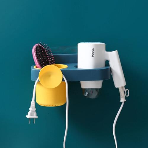 Hair Dryer Rack Free Punching Hair Dryer Hanger Wall Hanging Bathroom Toilet Storage Rack