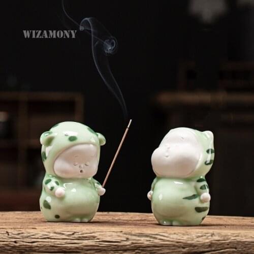 WIZAMONY Chinese ugly cute ceramic line incense insert incense holder handmade home aromatherapy stove sandalwood incense