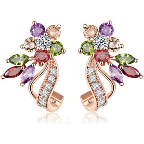 YJGS Top Quality AAA Color Zircon Stud Earrings For Women 18K Gold Earring Wholesale Girlfriend Birthday Gifts Party Decorations