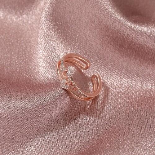 QiLuxy Love Heart CZ Zircon Opening Rings for Women Fashion Simple Letter Adjustable Finger Rings New Jewelry