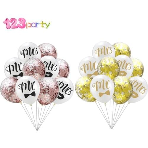 10Pcs 12inch Mr And Mrs Latex Confetti Balloon Set Wedding Party Decoration Supplies Balloons