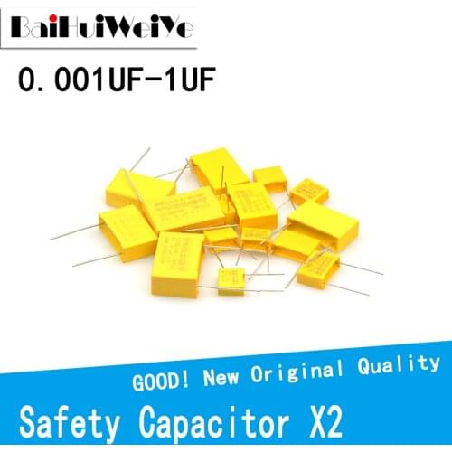 20PCS/LOT Safety Capacitor X2 0.001UF-1UF Polypropylene film Calibration capacitance 275V 0.0022UF 222K 0.0047UF 472K 0.01UF 103