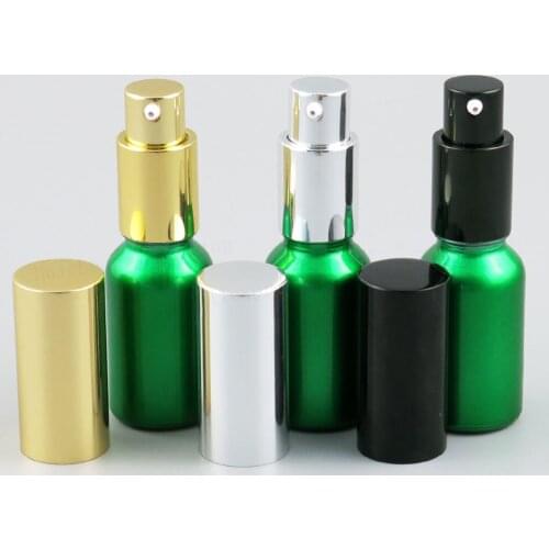 200 x Empty Green Glass Bottle With Aluminium Sprayer Travel Glass Perfume Atomizer Fragrance Bottle 30ml 20ml