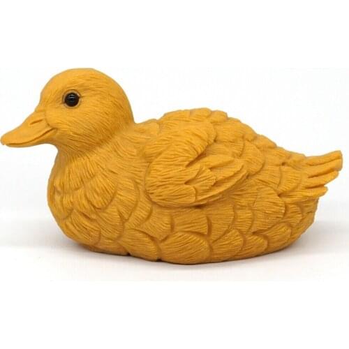4.8" Duck Figurine Natural Gemstone Yellow Jade Crystal Carved Animal Home Decor