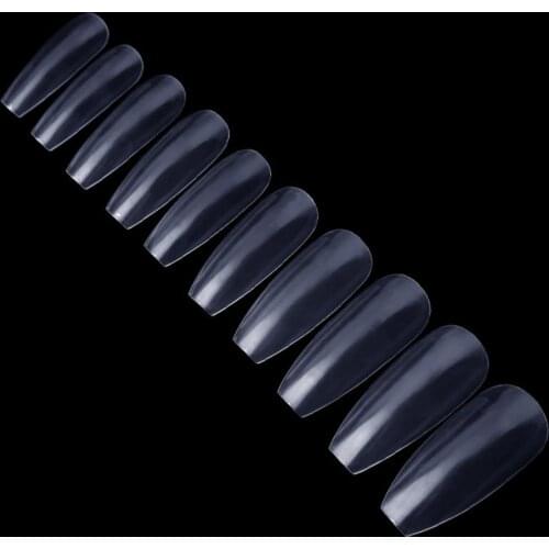 3 Color Full Cover False Nail Long Ballerina Coffin Shape Art Tip Pack of 500PCs Ballerina Nails Tips Artificial False Fake Tips