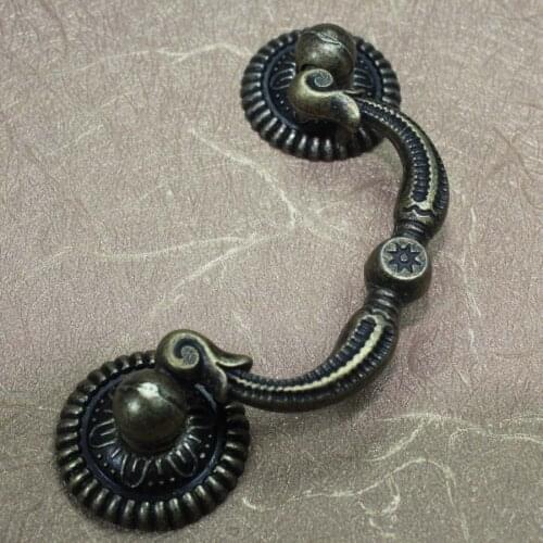 64mm rustico vintage furniture handles bronze cabinet drawer handle 2.5" drop rings antique brass dresser cupboard pull knob